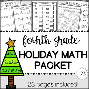 Preview of Fourth Grade Holiday Math Packet {NO PREP!}