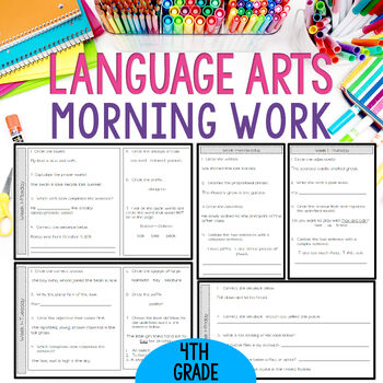 Preview of Language Arts Morning Work | ELA Morning Work | 4th Grade | Print & Digital