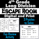 Fourth Grade Long Division with Remainders Activity: Escape Room Math