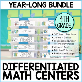 Preview of Fourth Grade Math Centers Year Long Bundle - Activities for Math Workshop