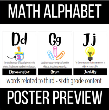 Preview of Fourth Grade Math Alphabet Posters