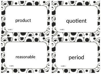 Preview of Fourth Grade Math Common Core Word Wall Cards 4.NBT.1