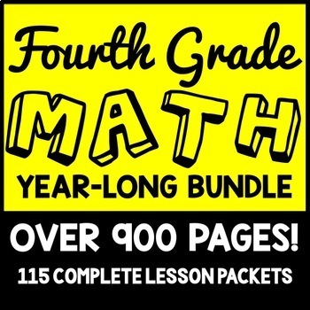 Preview of 4th Grade Math Curriculum LESSONS ONLY, 4th Grade Math Review Packets Worksheets