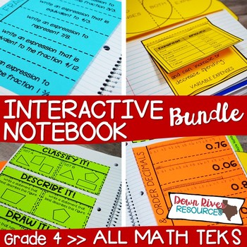 Preview of Fourth Grade Math Interactive Notebook Bundle- All TEKS Standards