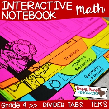 Preview of Fourth Grade Math Interactive Notebook: Divider Tabs for Organization (TEKS)
