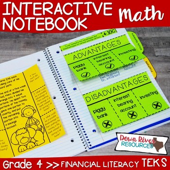 Preview of Fourth Grade Math Interactive Notebook: Personal Financial Literacy (TEKS)
