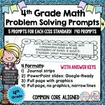 Preview of Math Word Problems for Fourth Grade - 140 Math Journal Prompts