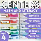 Fourth Grade Math & Literacy Centers Printable & Digital A