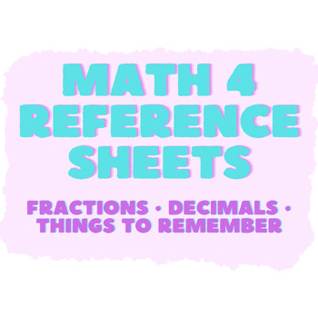 Preview of Fourth Grade Math Reference Sheets