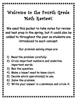 Preview of Fourth Grade Math Review