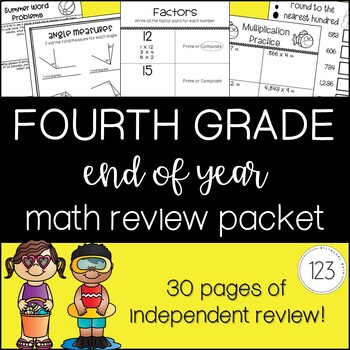 fourth grade math review no prep packet by 123 tpt