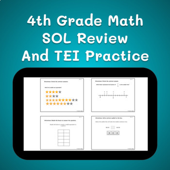 Preview of Fourth Grade Math SOL Review & TEI Questions (Digital Practice)