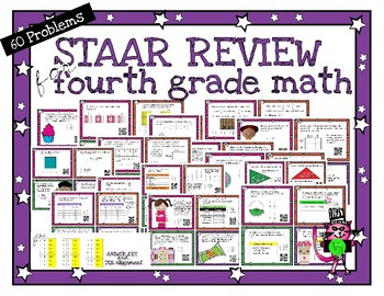 Preview of Fourth Grade Math STAAR Review - 60 task cards - Print with or without QR codes