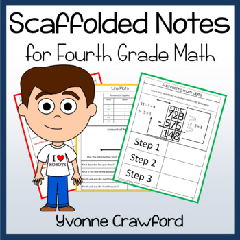 Preview of Fourth Grade Math Scaffolded Notes | Guided Notes | Math Facts Fluency
