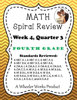 Preview of Fourth Grade Math Spiral Review, Quarter 3, Week 4