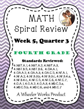 Preview of Fourth Grade Math Spiral Review, Quarter 3, Week 5