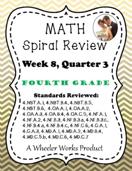Preview of Fourth Grade Math Spiral Review, Quarter 3, Week 8