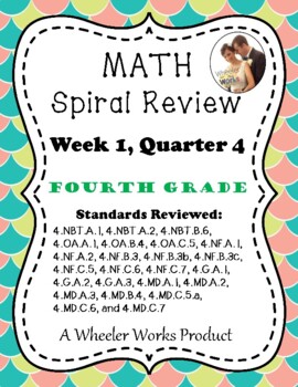 Preview of Fourth Grade Math Spiral Review, Quarter 4, Week 1