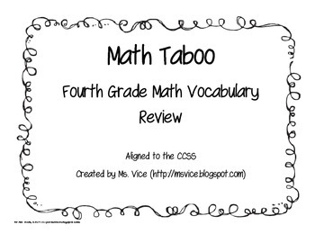 Preview of Fourth Grade Math Taboo