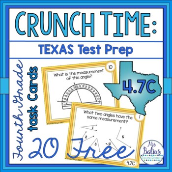 Preview of Fourth Grade Math | Task Cards Measuring Angles | Texas Test Prep 4.7C