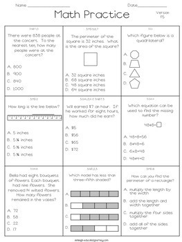 printable 4th grade math test