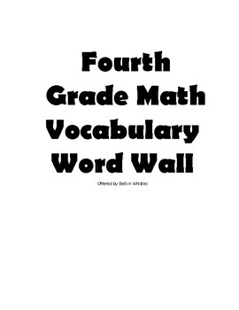 Preview of Fourth Grade Math Vocabulary Word Wall Cards