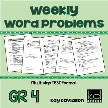 Preview of Fourth Grade Math: Weekly Word Problems for ILEARN by Kay Davidson