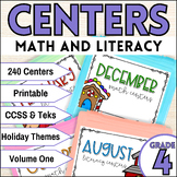 Fourth Grade Math and Literacy Centers | Includes Holidays