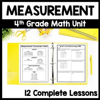 Preview of 4th Grade Measurement Practice Unit: Review Lessons & Measurement Word Problems