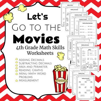Preview of Fourth Grade Movie Math Mixed Skill Practice