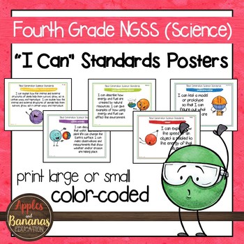 Preview of Fourth Grade NGSS "I Can" Science Standards Posters