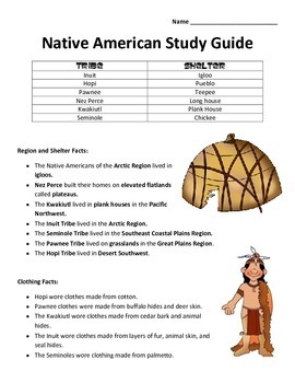 Preview of Fourth Grade Native American Study Guide