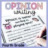 Fourth Grade Opinion Writing Prompts and Worksheets