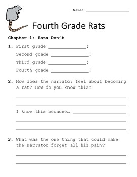 fourth grade rats by jerry spinelli literature unit by teachlivedream