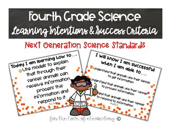 Preview of Fourth Grade Science Learning Intentions and Success Criteria