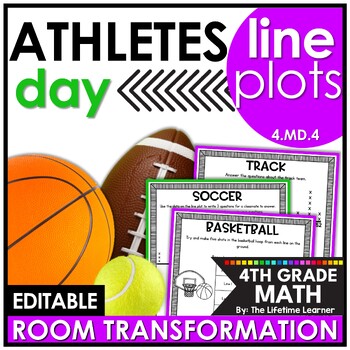 Preview of Line Plots 4th Grade Sports Math Room Transformation Measurement Theme Day
