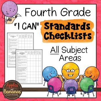 Preview of Fourth Grade Standards Checklists for All Subjects  - "I Can"