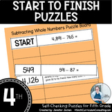 Fourth Grade Start to Finish Puzzles Self Checking Math Station