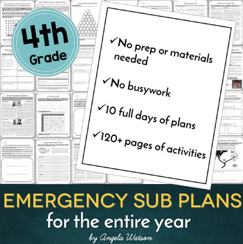Preview of 4th Grade No-Prep Emergency Sub Plans