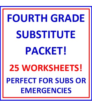 Preview of Fourth Grade Substitute BUNDLE - 25 Worksheets