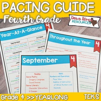 Preview of Fourth Grade TEKS Year Planner- Back to School-Texas 4th Curriculum Pacing Guide