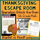 4th Grade Math Thanksgiving Themed Escape Room (Digital or
