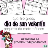 Fourth Grade Valentine's Day Math Packet - SPANISH