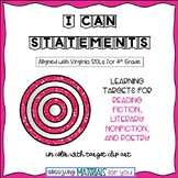 Fourth Grade Virginia SOLs I Can Statements for Reading Fi