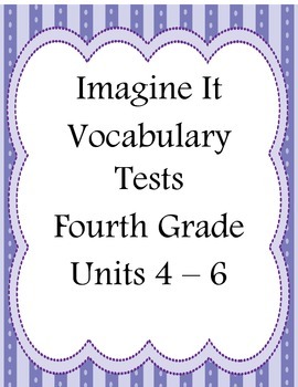 Preview of Fourth Grade Vocabulary Tests Imagine It Units 4 - 6
