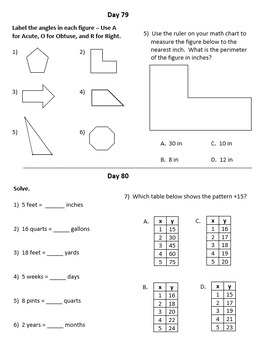 Fourth Grade Math Warm-Ups, Third Quarter by Kelly Marksberry | TPT