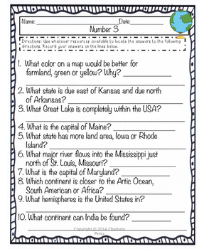 fourth grade weekly geography by charlotte perez tpt