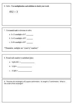 4th grade math homework packets pdf