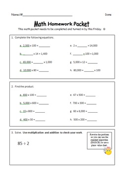 Preview of Fourth Grade Weekly Homework Packets Quarter 2 (Based on Eureka Math)