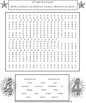 fourth grade word search puzzle plus grammar word search puzzle 2 puzzles